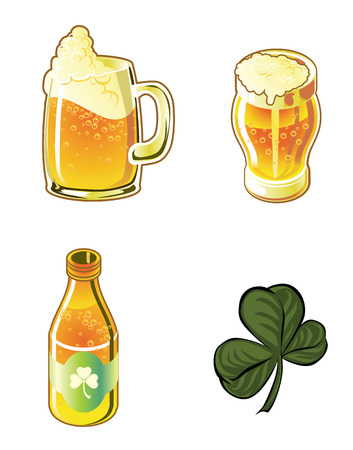 Illustration Icons beers and cloverのイラスト素材