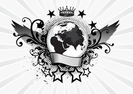 Illustration of the planet of the emblem with wingsのイラスト素材