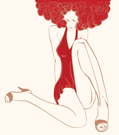 Woman in Red Vector Illustrationのイラスト素材