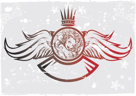 Vector Illustration Emblem Tattoo Girlのイラスト素材