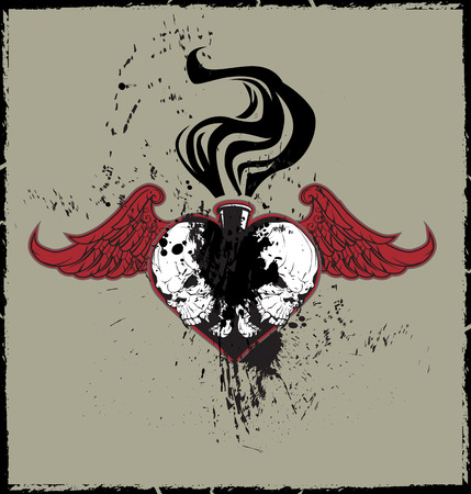 Winged Skulls and Flame Illustrationのイラスト素材