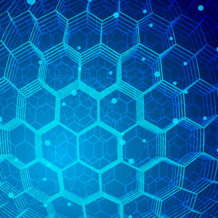 Tech Hexagon Blue Background  Illustrationの写真素材