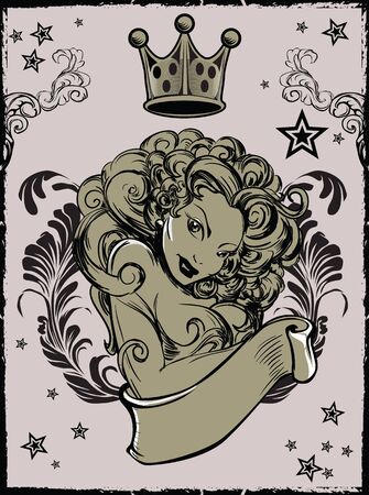 Tattoo Sexy Girl Vector Illustrationのイラスト素材