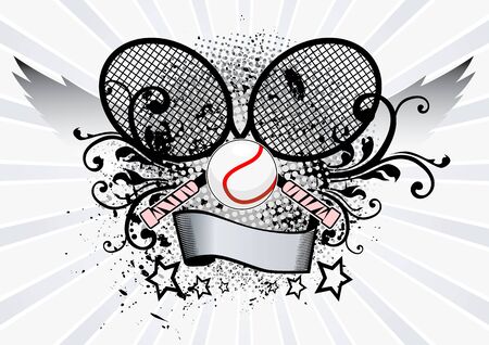 Tennis Sport Winged and Grunge Emblemのイラスト素材