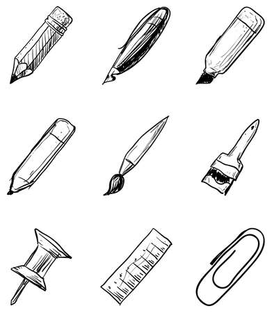 Sketchy Doodle Icons Set Illustrationの写真素材