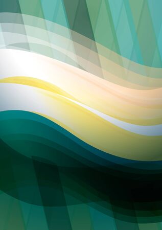 Abstract background with stylized waves on a green backdropのイラスト素材