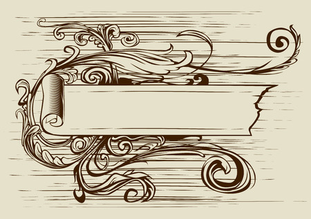 Vintage banner with ribbon and floral patternのイラスト素材