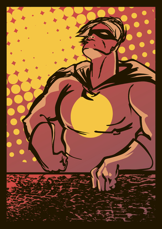 hero in the style of the old school, illustrationのイラスト素材