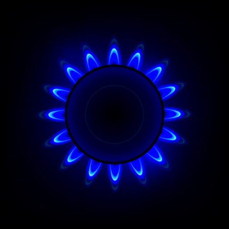 Gas flame with blue reflection. Vector backgroundのイラスト素材