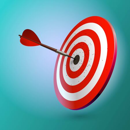 Dart Hitting A Target, Isolated On White Background, Vector Illustrationのイラスト素材