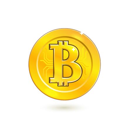 Bitcoin. Golden Coin Photorealistic.  Vector Illustration. Crypto Currencyのイラスト素材