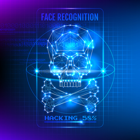 Hacking Face Recognition System Vector Technological Illustrationのイラスト素材