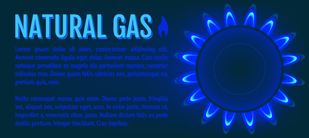 Natural Gas Banner. Kitchen gas stove. Vector realistic.のイラスト素材