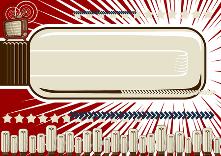 Retro poster with vintage tv and lamp. Vector Illustrationのイラスト素材