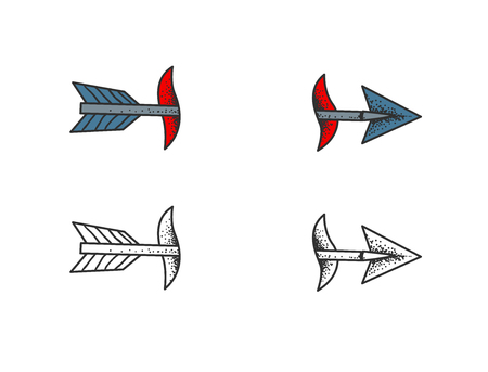 A piercing arrow with a place for text in the style of a traditional tattoo. Vector Illustrationのイラスト素材