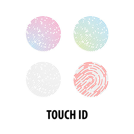 Set of icons touch recognition in different color variants. Vector Illustrationのイラスト素材