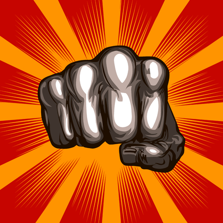 Fist on an aggressive red background vector illustrationのイラスト素材
