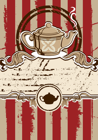 Tea menu with teapot. Vector illustrationのイラスト素材