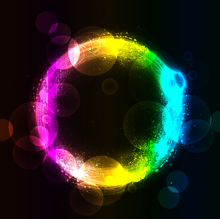 Abstract circle in the spray and rainbow. Vector illustrationのイラスト素材