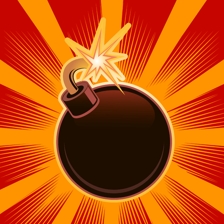 Poster of a bomb on a bright background. Vector illustrationのイラスト素材