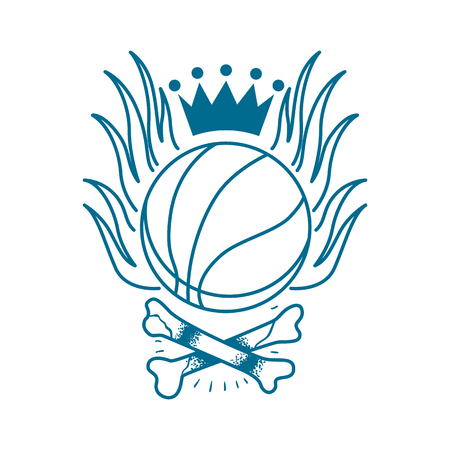 Basketball emblem in the style of a traditional tattoo. Vector illustrationのイラスト素材