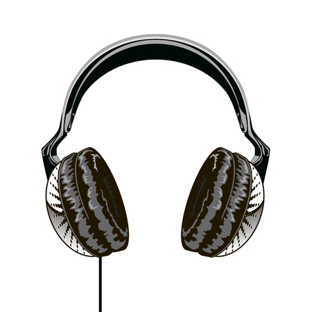 Headphones isolated on white background. Vector illustration.のイラスト素材
