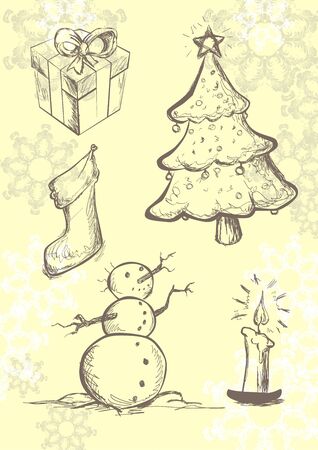 Doodle sketch on Christmas theme. Vector illustration.のイラスト素材