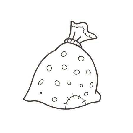 Christmas bag with gifts. Coloring page. Vector illustration.のイラスト素材