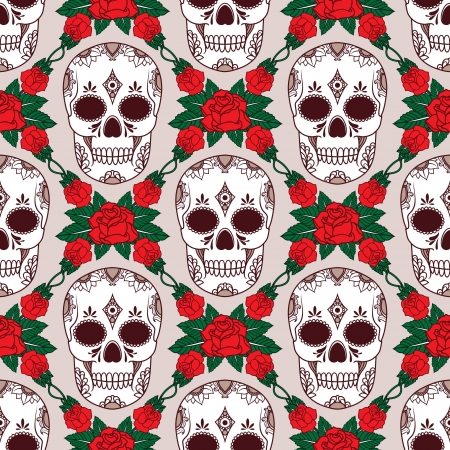 vector pattern with skullsのイラスト素材