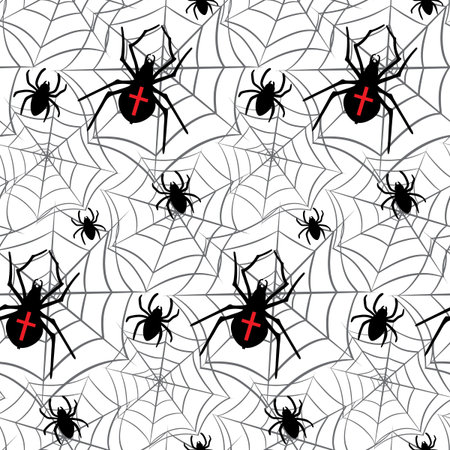Vector spiders seamless patternのイラスト素材