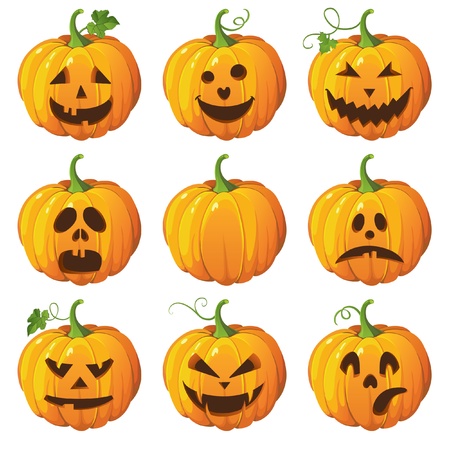 Halloween set with pumpkinsのイラスト素材