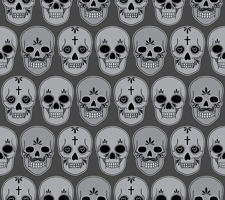 vector pattern with skullsのイラスト素材