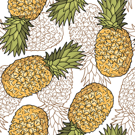 Seamless pattern with pineapples  Graphic stylized drawing  Vector illustrationのイラスト素材