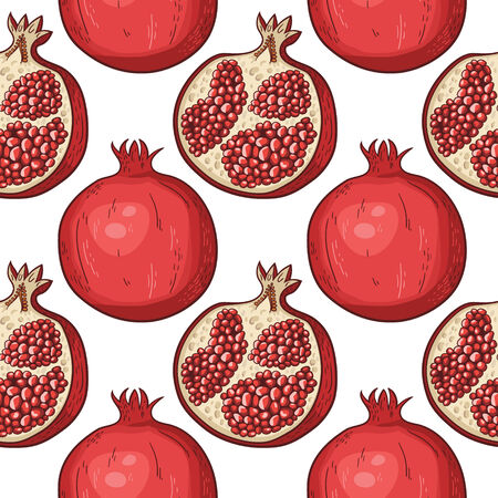 Seamless pattern with hand-drawn pomegranateのイラスト素材