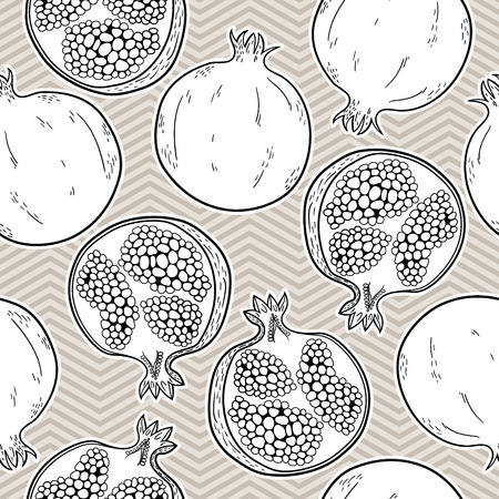 Seamless pattern with hand-drawn pomegranateのイラスト素材