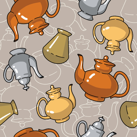 Vector background with kettlesのイラスト素材
