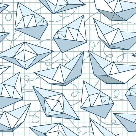 Vector pattern with paper shipsのイラスト素材