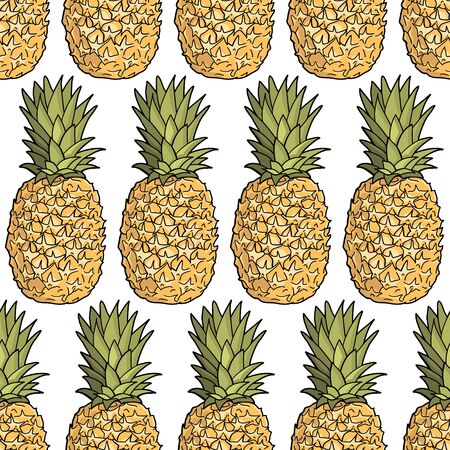 Seamless pattern with pineapples. Graphic stylized drawing. Vector illustrationのイラスト素材