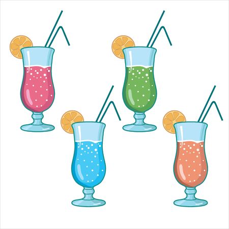 Set of alcoholic cocktails isolated on white backgroundのイラスト素材