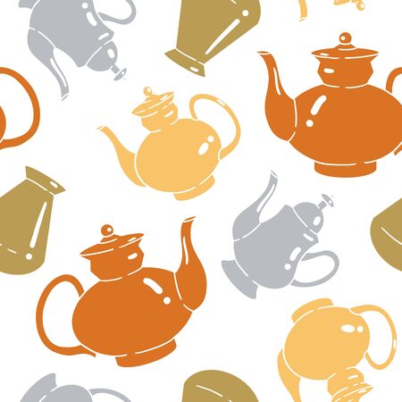 Vector seamless pattern with kettlesのイラスト素材
