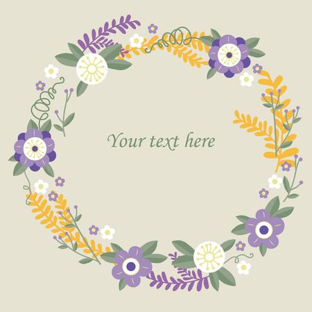 Vector abstract flower frame with text placeのイラスト素材