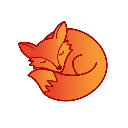 Vector isolated orange fox icon. Creative logo conceptのイラスト素材