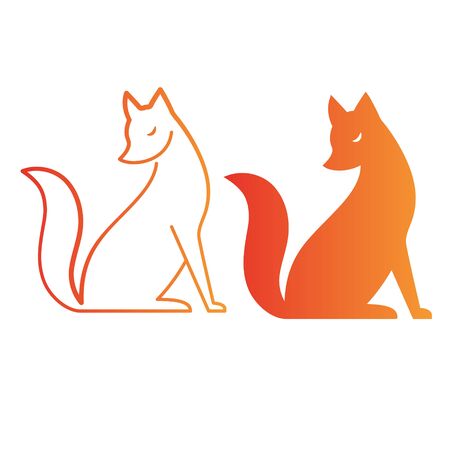 Vector isolated orange fox icon. Creative logo conceptのイラスト素材