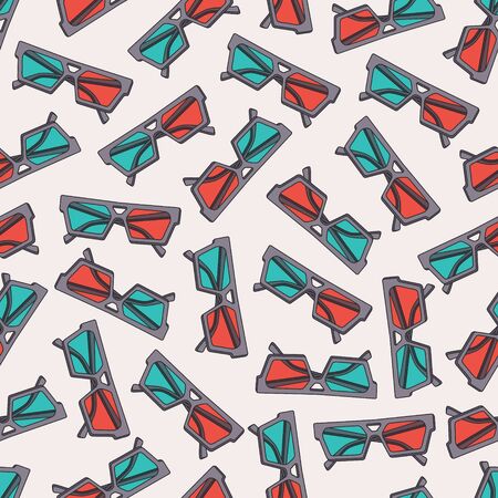 Vector seamless pattern design with 3d glassesのイラスト素材