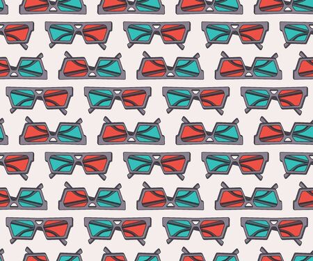 Vector seamless pattern design with 3d glassesのイラスト素材