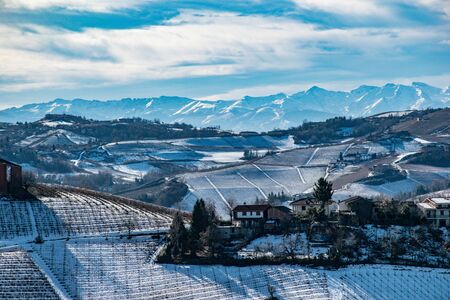 Langhe snow landscapeの写真素材