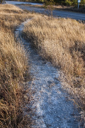 country dirt road in the mountainous and hilly areaの写真素材