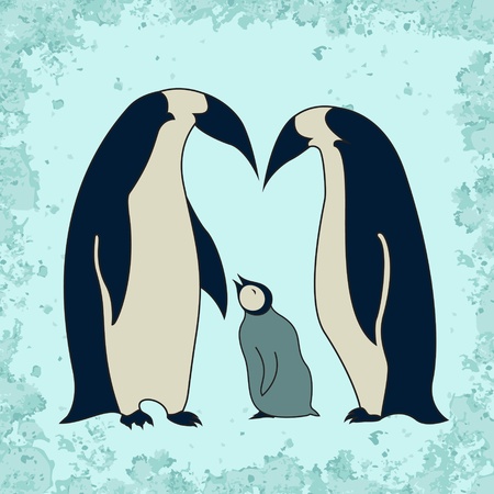 Penguin family illustrationのイラスト素材