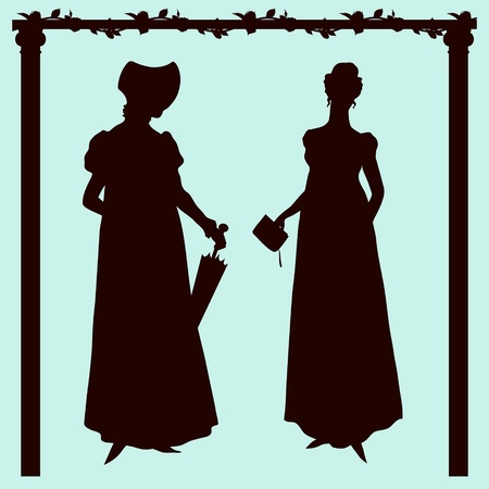Empire style historic fashion women silhouettesのイラスト素材