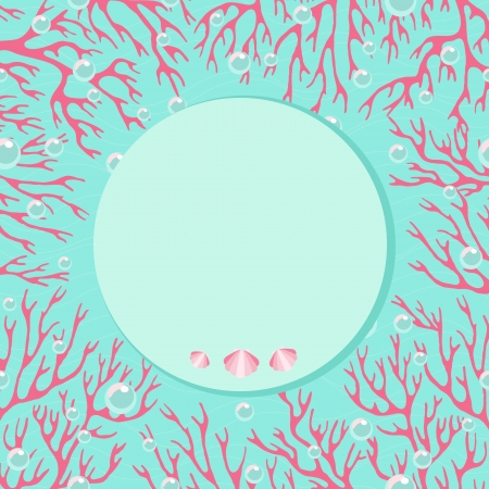 Coral frame invitation cardのイラスト素材